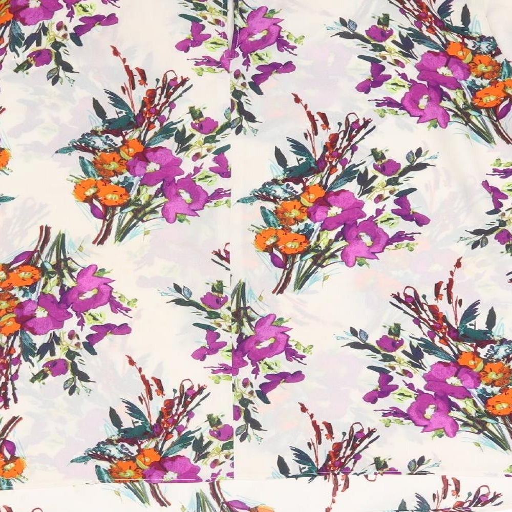 Brand and care label for Papaya women’s white floral basic blouse, size UK 16