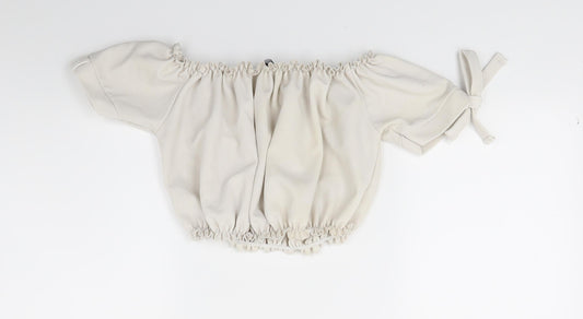 Womens UK Size 6 New Look Beige Cropped Blouse