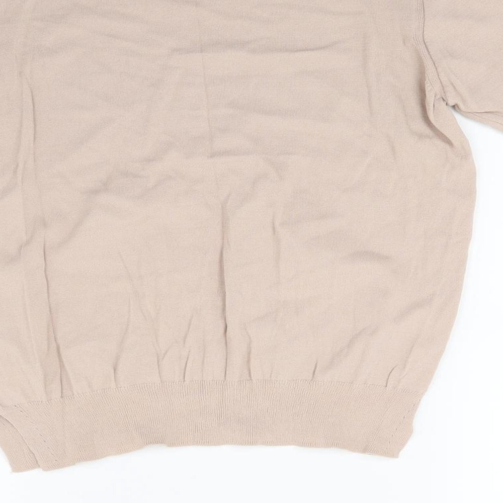Brand and care label for Amy & grace women’s brown jumper, size S