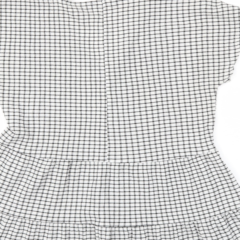 F&F Womens Black Check Basic T-Shirt Size 6