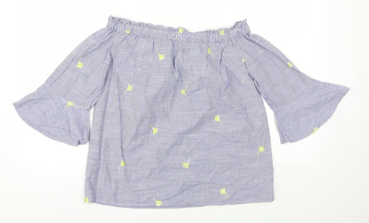 F&F Womens Blue Floral Basic T-Shirt Size 6