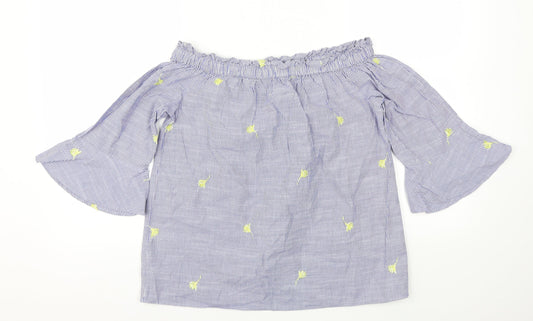 F&F Womens Blue Floral Basic T-Shirt Size 6