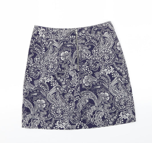 New Look Womens Blue Floral  A-Line Skirt Size 8
