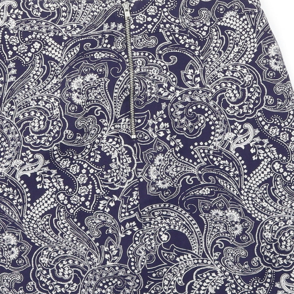 New Look Womens Blue Floral  A-Line Skirt Size 8