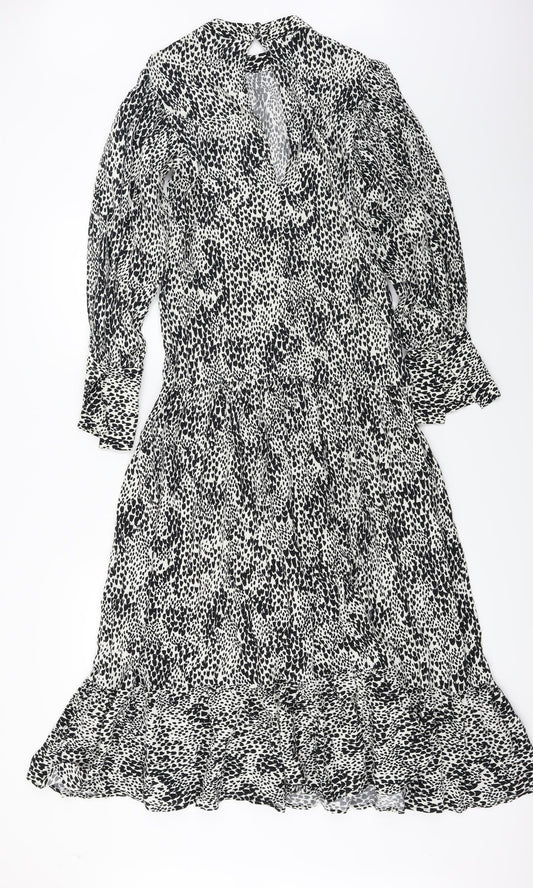 Topshop Womens White Animal Print A-Line Size 6