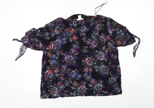 Womens UK Size 14 H&M Black Basic Blouse