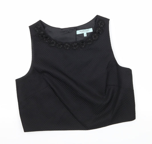Dickins & Jones Womens Black Satin Basic Blouse Size 10 - open back