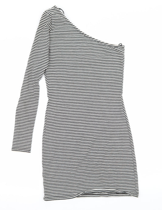 George Womens Black Striped Jersey Ball Gown Size 8