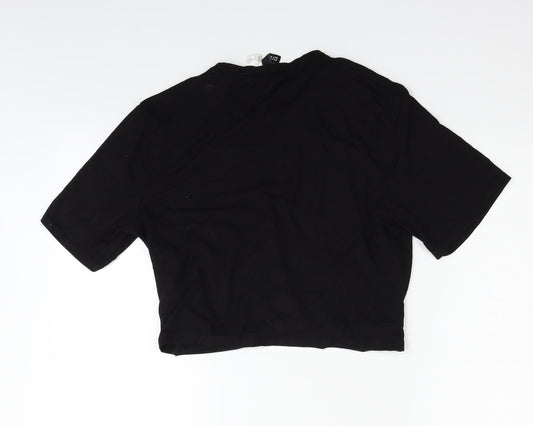 Womens UK Size L Divided Black Basic T-Shirt