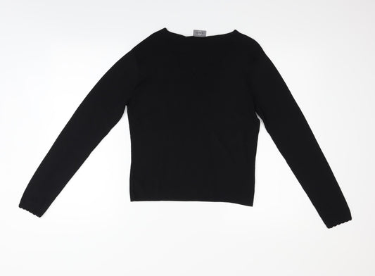 Womens UK Size M AMARANTO Black Basic T-Shirt