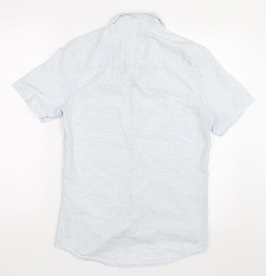 Mens UK Size XS New Look Blue Button-Up Short Sleeve Casual Shirt