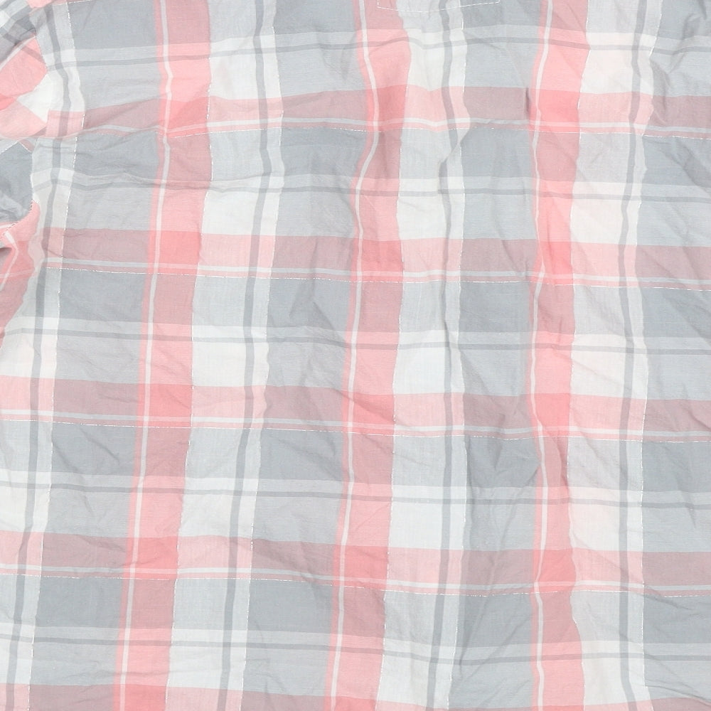 Brand and care label for Primark women’s pink check top pyjama top, size UK 14