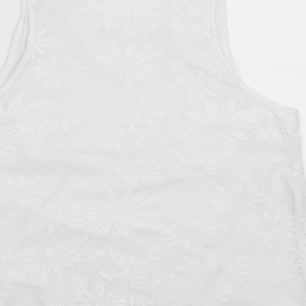 Womens UK Size 10 Topshop White Basic Tank