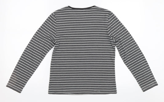 Poppy Womens Grey Striped Pullover Jumper Size 12