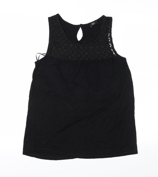 Womens UK Size 8 F&F Black Basic Blouse