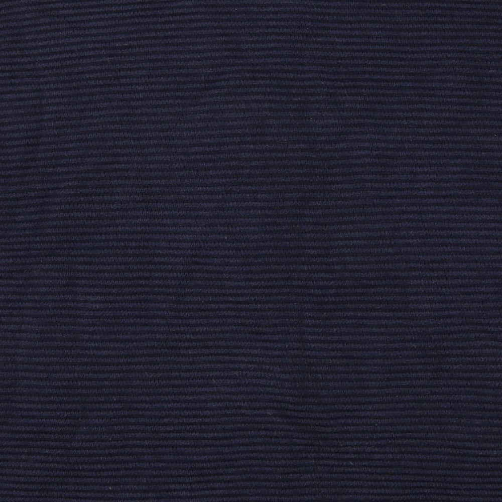 Brand and care label for H&M women’s blue jumper, size M
