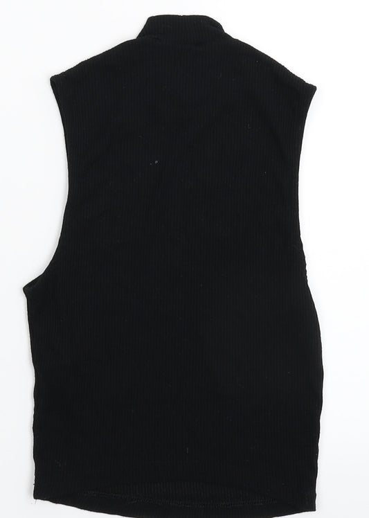 Miss Selfridge Womens Black Basic T-Shirt Size 6