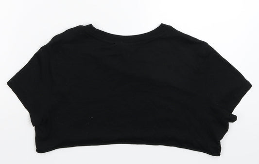 Womens UK Size M Divided Black Cropped T-Shirt
