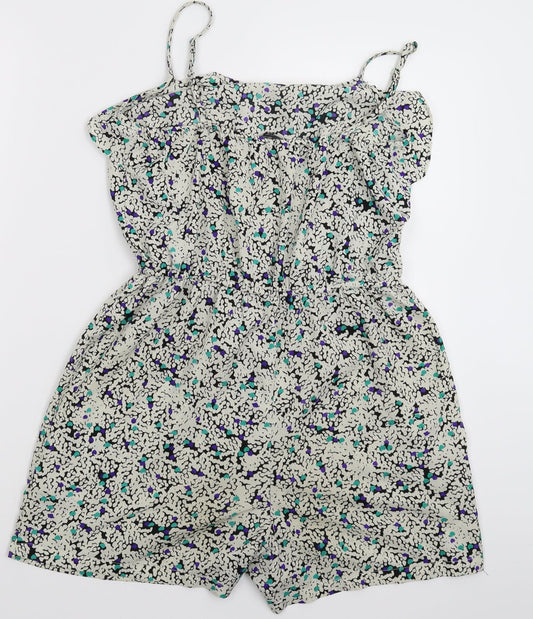 Back view of F&F women’s white floral jumpsuit one-piece, size UK 8