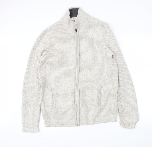 Mens UK Size L BHS Beige Full Zip Jumper