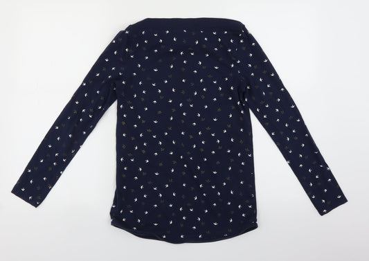 TU Womens Blue Polka Dot Basic T-Shirt Size 8 - swifts