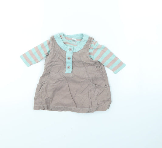 NEXT Girls Grey Pinafore/Dungaree Dress Size 0-3 Months
