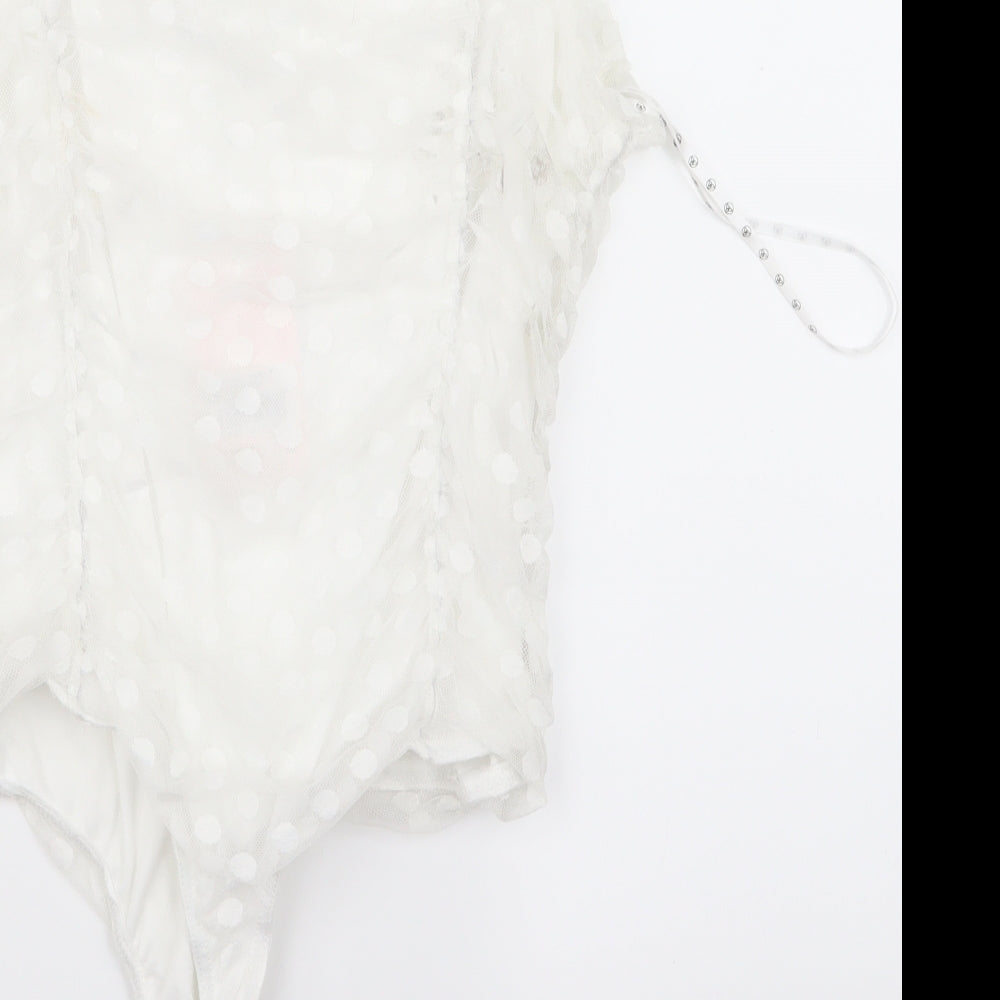 Womens UK Size 12 Preworn White Cropped Blouse