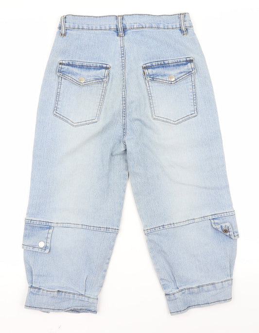 Mens UK Size 24 Preworn Regular Fit Capri Blue Jeans