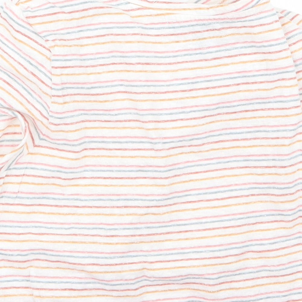 Primark Womens White Striped Cropped T-Shirt Size S