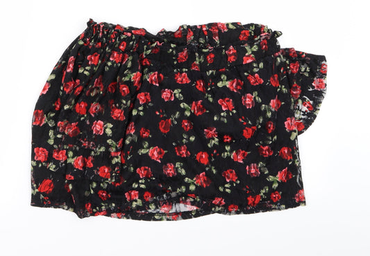 Primark Womens Black Floral Cropped Tank Size 12