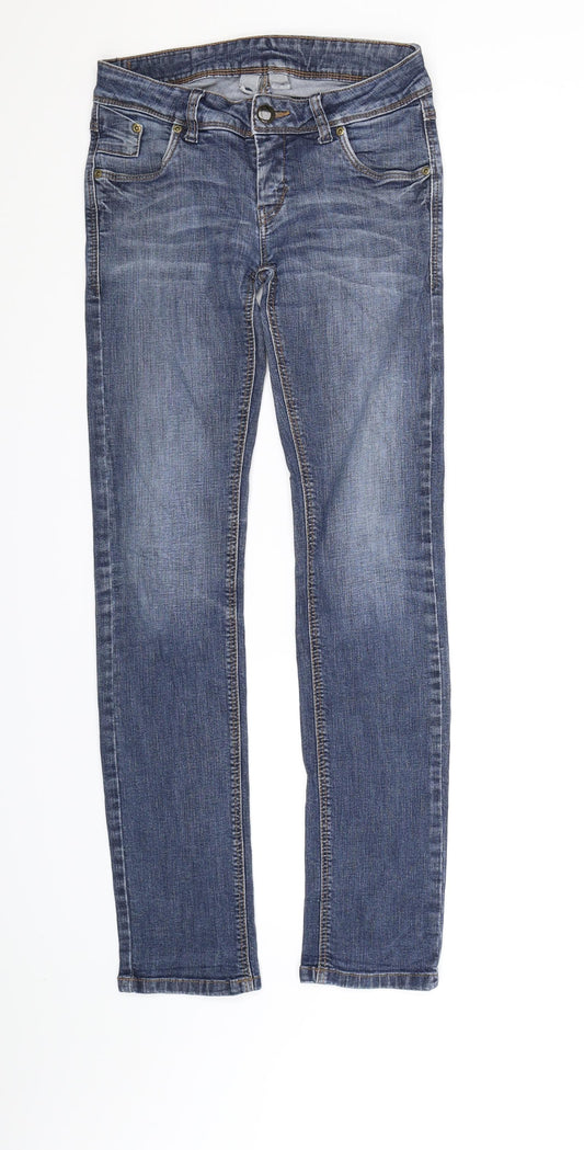 Additional front view of C&A women’s blue denim skinny jeans, size UK 26, in, 29-inch leg