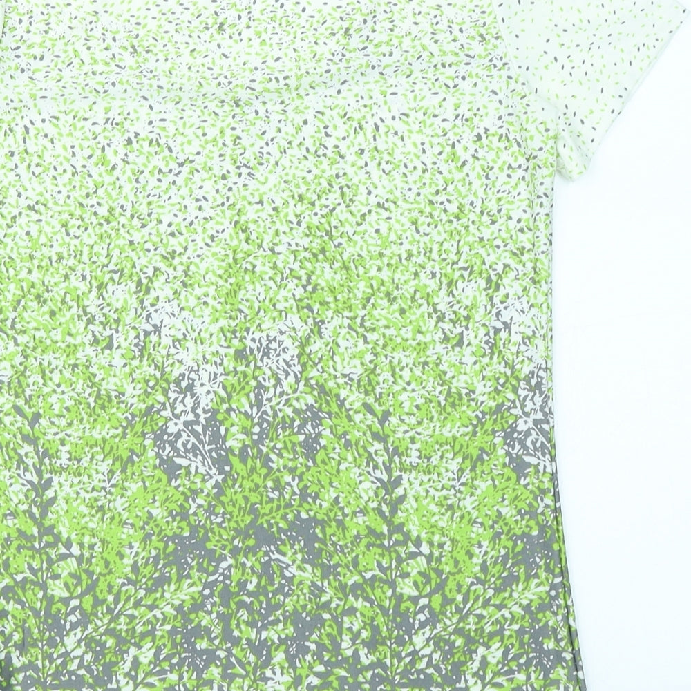 Alexara Womens Green Floral Basic T-Shirt Size 10