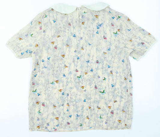 Atmosphere Womens Beige Floral Basic Blouse Size 10