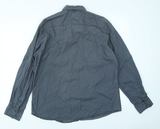 Mens UK Size L Denim Seventy3 Blue Button-Up Long Sleeve Casual Shirt
