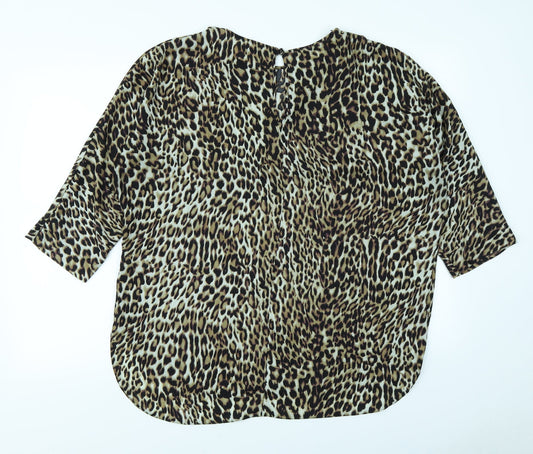 Primark Womens Brown Animal Print Basic Blouse Size 18