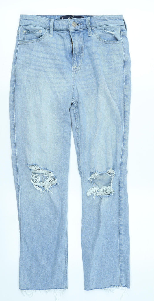 Additional front view of Hollister women’s blue denim straight jeans, size UK 26, in, 26-inch leg
