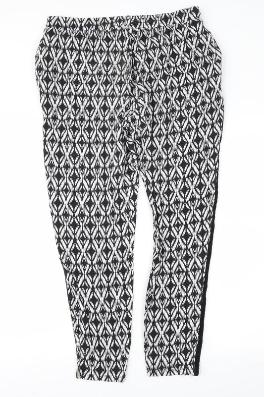 F&F Womens Black Geometric Harem Trousers Size 12 L28 in