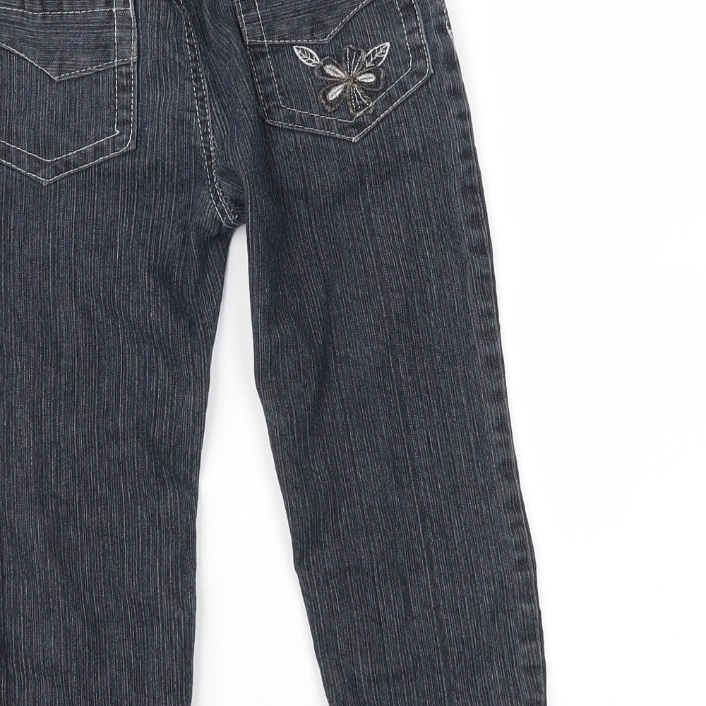 Preworn Girls Black Denim Straight Jeans Size 4 Years