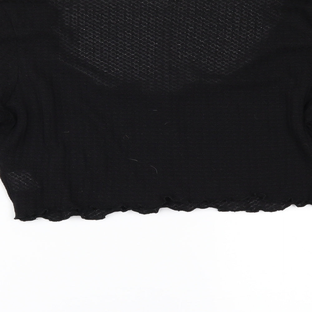 SheIn Womens Black Cropped T-Shirt Size L