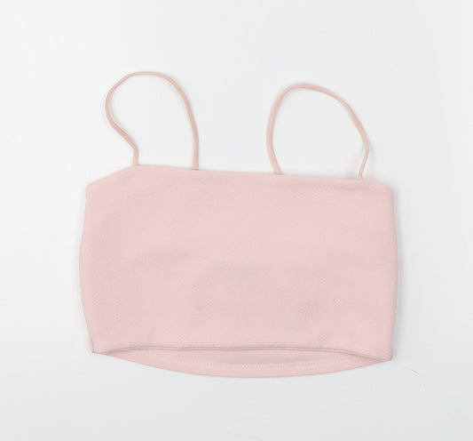 Womens UK Size 8 Boohoo Pink Cropped T-Shirt