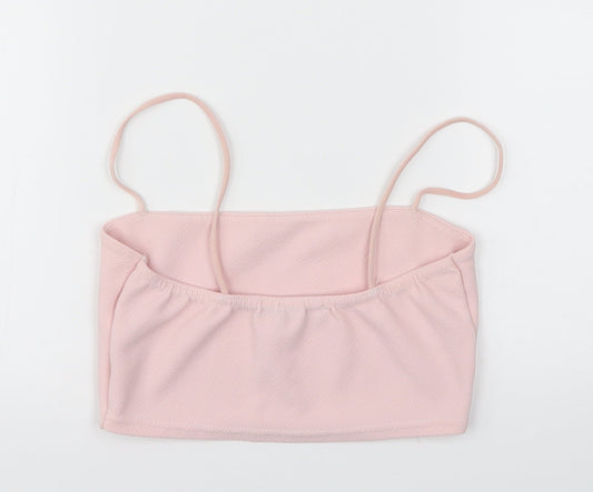 Boohoo Womens Pink Cropped T-Shirt Size 8
