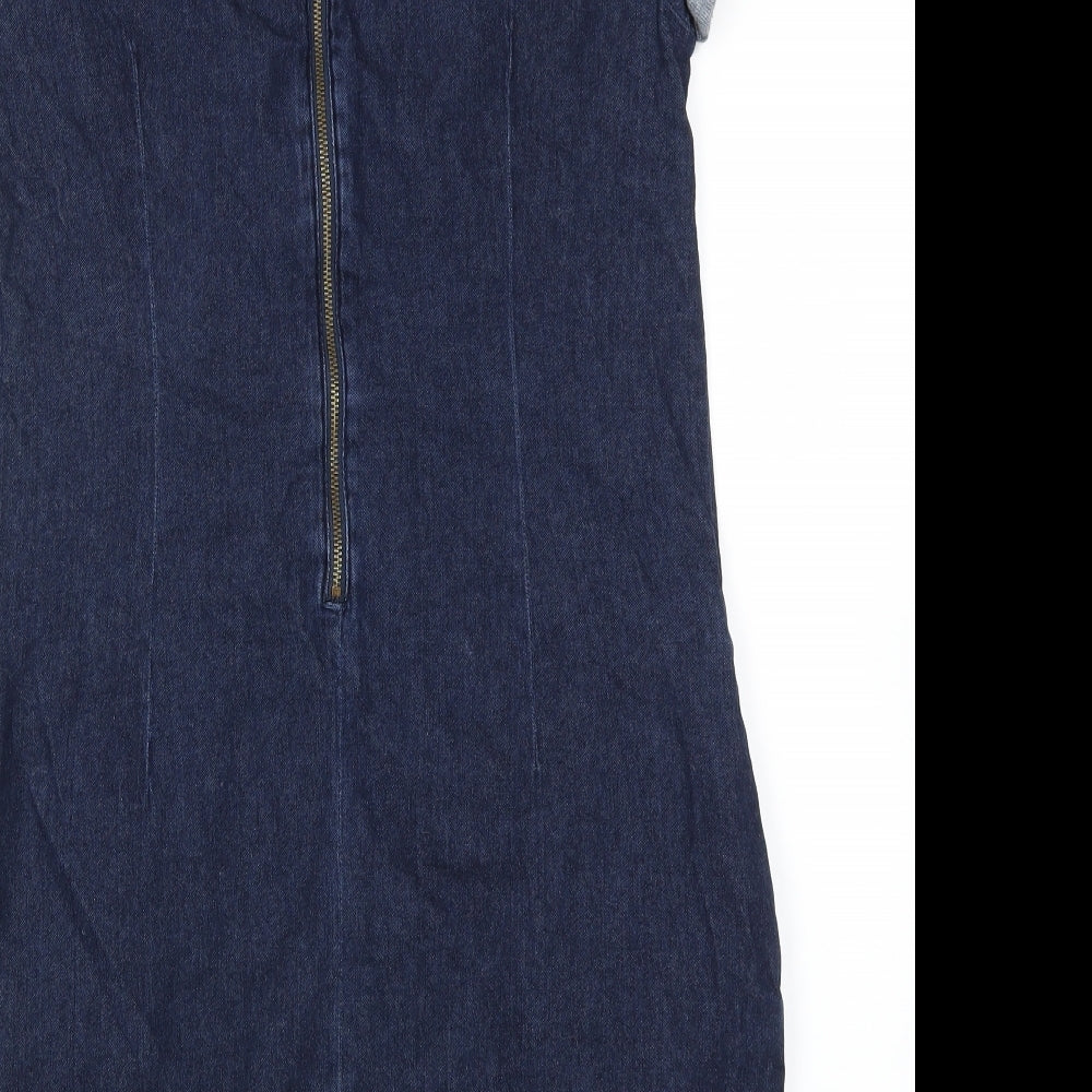 Brand and care label for DENIM women’s blue a-line, size UK 12