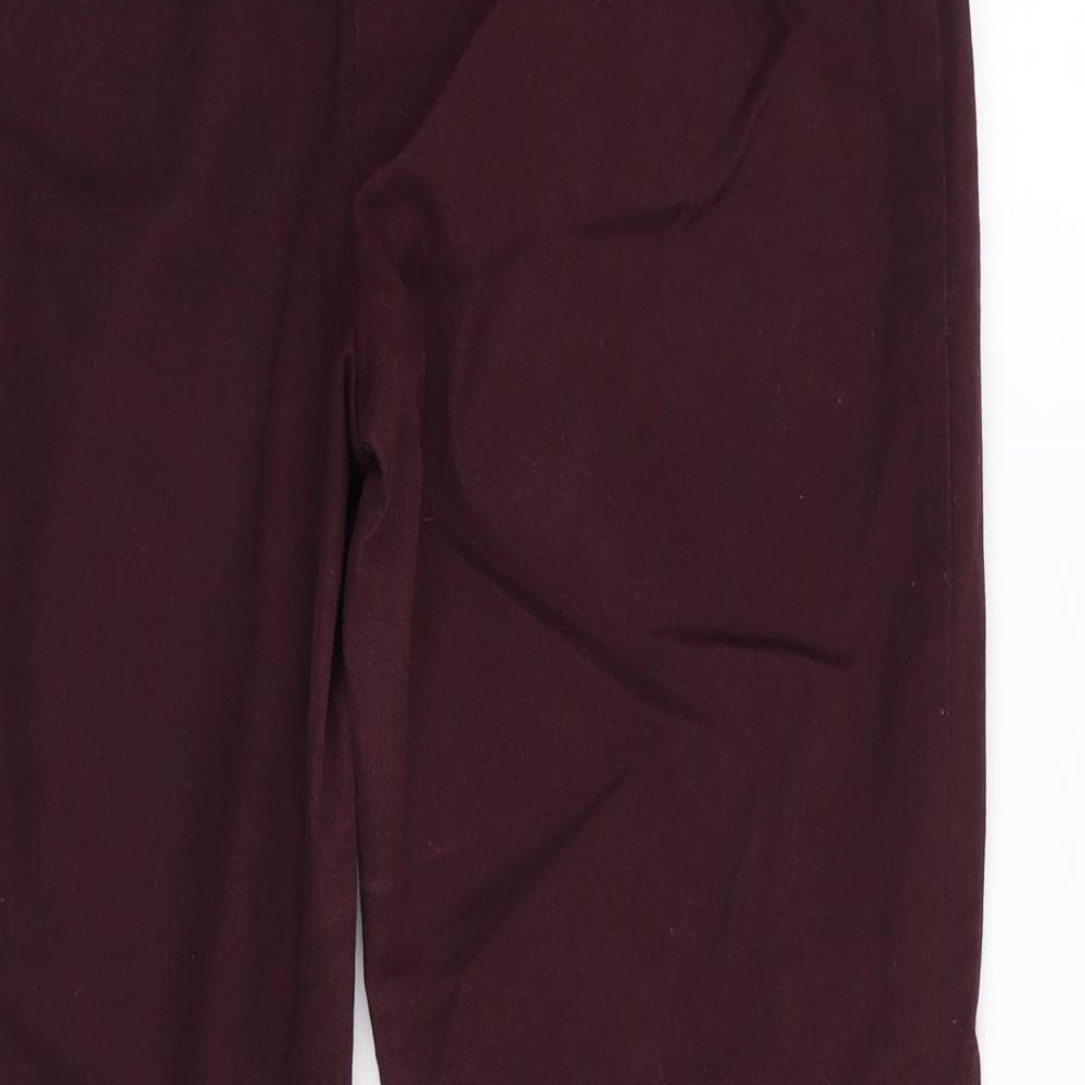 Brand and care label for F&F women’s red trousers, size UK 8, 26-inch leg