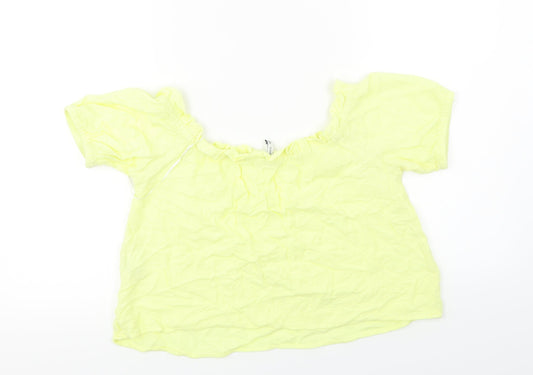 Bershka Womens Yellow Basic Blouse Size M