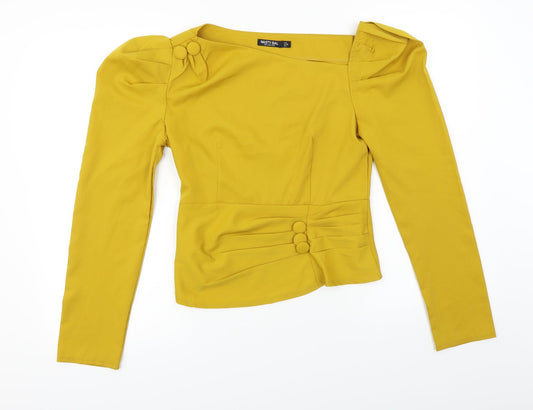 Womens UK Size 8 Nasty Gal Yellow Basic Blouse