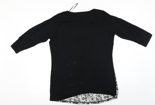 Papaya Womens Black Animal Print Basic Blouse Size 12