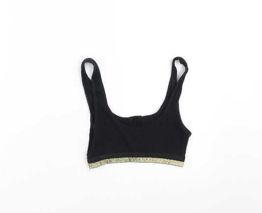 Womens UK Size 8 New Look Black Cropped Tank