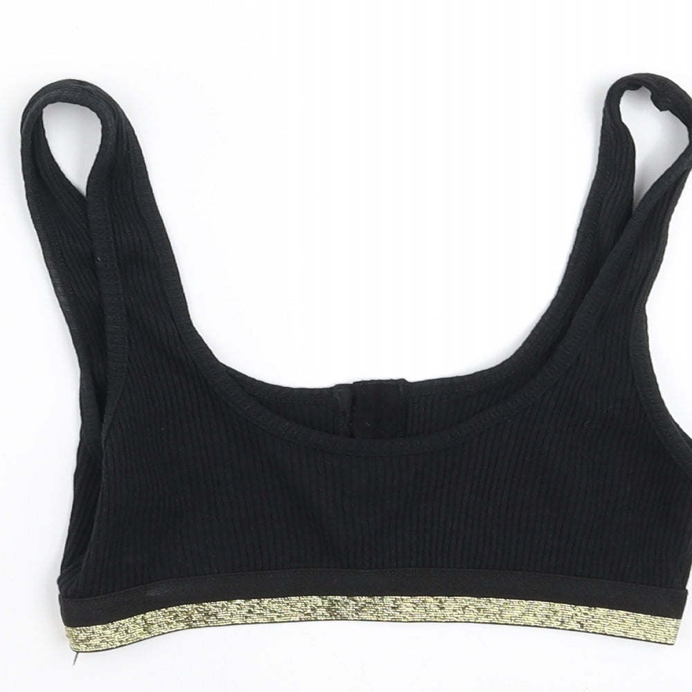Womens UK Size 8 New Look Black Cropped Tank