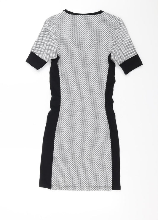 Topshop Womens Grey Geometric Bodycon Size 8