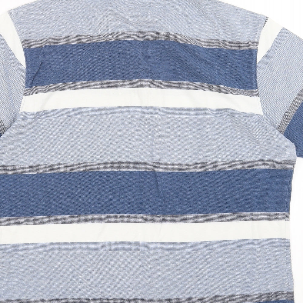 Greenwoods Mens Blue Striped Polo Size M